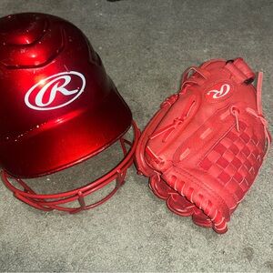 Rawlings Red Helmet and Glove Combo